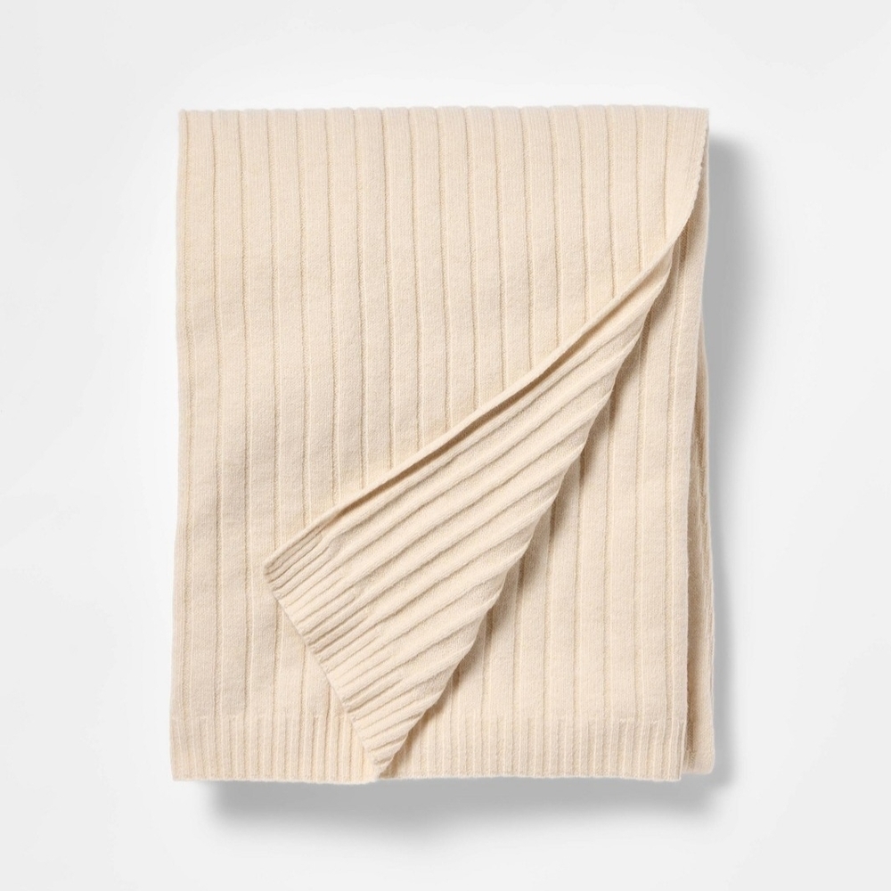Threshold Designed With Studio McGee 50"x60" Casual Mixed Rib Throw Blanket Beig